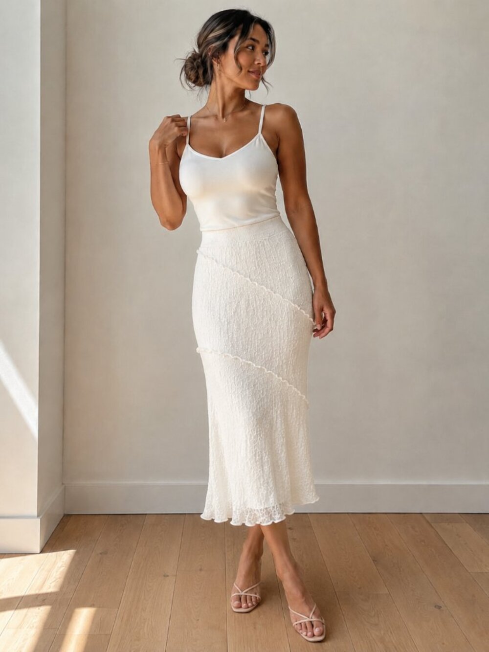 See You Monday Cream Tiered Lace Maxi Skirt